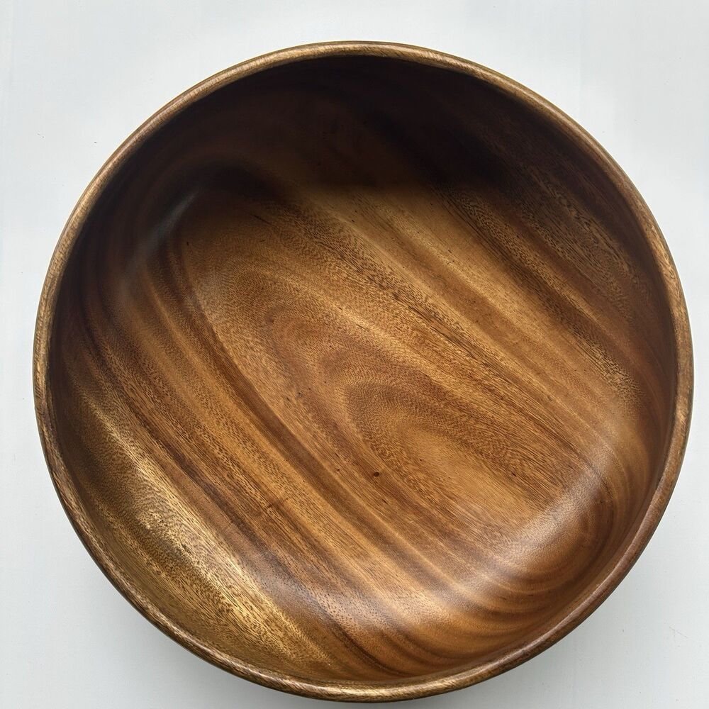 Vintage Monkeypod Wood Bowl Large 13” Solid Wood Salad Serving Fruit Bowl MCM